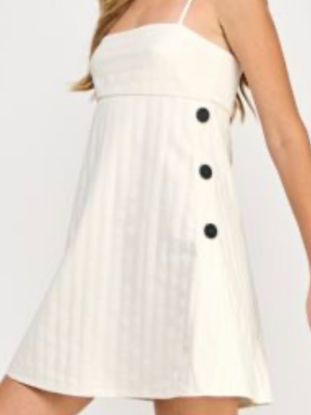 Zara Cream Spaghetti-Strap Mini Dress with Black Side Buttons